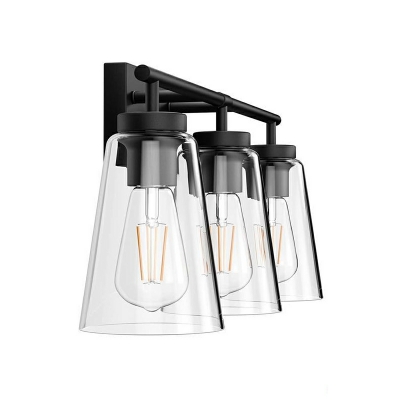 Black Wall Mounted Vanity Lights 2 Bulbs with Glass Shade Vanity Wall Light Fixtures