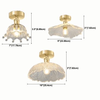 Brass Flush Mount Ceiling Light Fixture 1-Head with Glass Shade Flush Mount Light Fixture