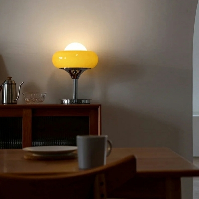 Chrome Metal Table Lighting Single Light with Glass Shade Table Lamp