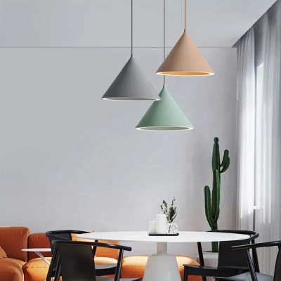 Cone Macaron Suspension Pendant Modern Minimalism Down Lighting Pendant for Living Room
