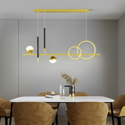 Contemporary Island Chandelier Lights Minimalism LED Linear Hanging Light Fixtures for Dinning Room