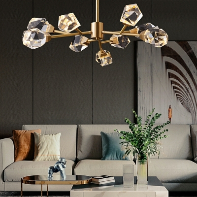 Crystal Radial Chandelier Lamp Modern Style 12 Lights Chandelier Light in Gold