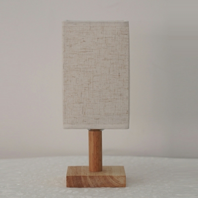 Fabric Rectangle Table Light Modern Style 1 Light Night Table Lamps in Beige