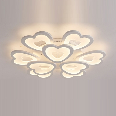 Heart Shape Flush Mount Light Fixture with Acrylic Shade Flush Mount Lighting in White