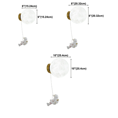 Metal Sconce Light Fixture Globe Shape 1-Head Minimalist Wall Sconce in White