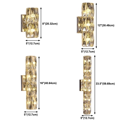 Modern Style Cylindrical Wall Lamps Fluted Crystal 4-Lights Wall Sconce Lights in Gold