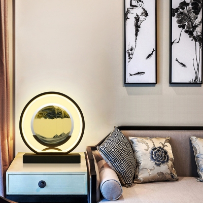 Modern Style Table Lamp 1 Light Metal Round Table Lamp for Bedroom