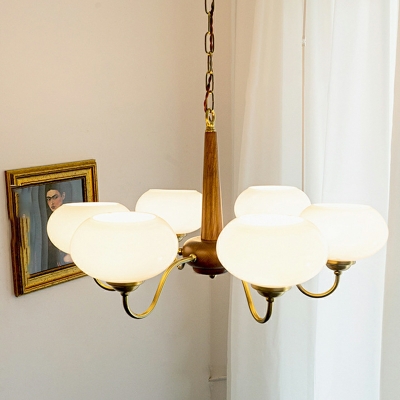 Oval Hanging Light Modern Style Glass Pendant Chandelier for Living Room