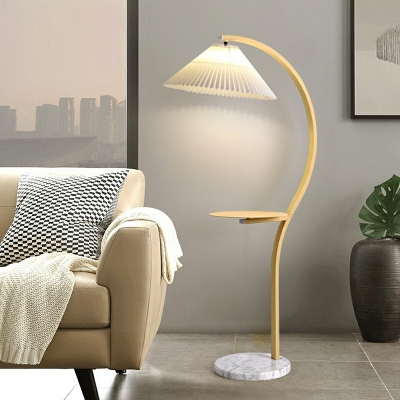 Single Light Floor Lighting Metal with White Fabric Shade Floor Lamp