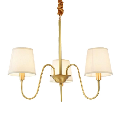 Traditional Style Tapered Chandelier Light Fabric 6-Lights Chandelier Light Fixtures in Beige