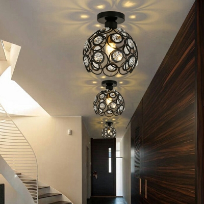 1 Light Contemporary Ceiling Light Globe Crystal Ceiling Fixture