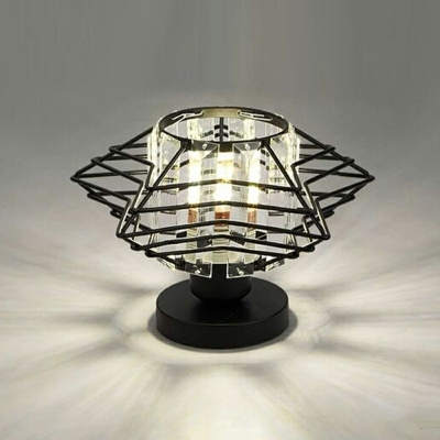1 Light Contemporary Ceiling Light Metal Caged Crystal Ceiling Fixture