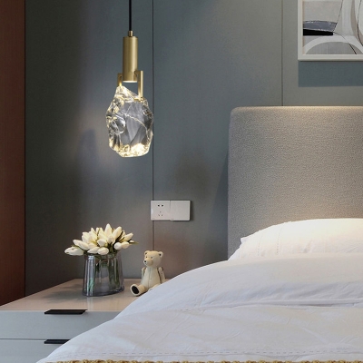 1 Light Pendant Lighting Droplet Crystal Hanging Lamp for Bedroom