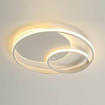 2-Light Flush Light Fixtures Minimalism Style Round Shape Metal Ceiling Mounted Lights