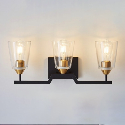 3-Light Sconce Light Fixtures Industrial Style Bell Shape Metal Wall Mount Lighting