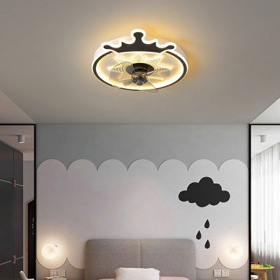 Crown Ceiling Fan Acrylic Flush Mount Lighting Fixtures for Children's Room