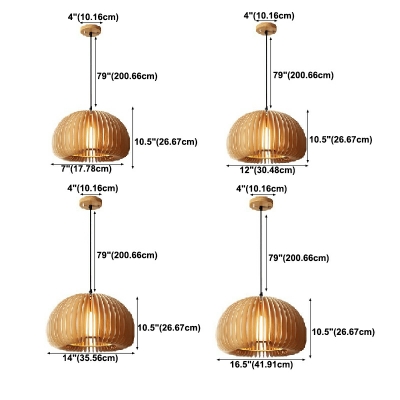 Drum Wood Ceiling Pendant Lamp 1 Light Minimalism Suspension Pendant for Dinning Room