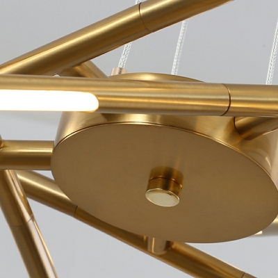 Linear Chandelier Light Modern Style Metal 12-Lights Chandelier Light Fixtures in Gold