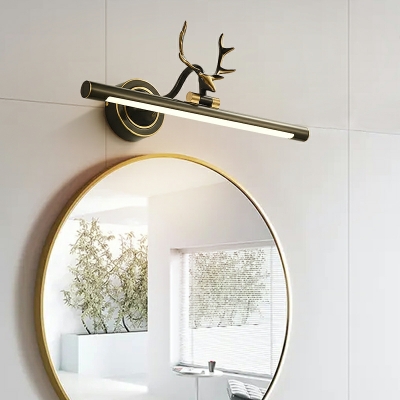 Metal Antler Vanity Lamp American Style LED Wall Mount Mirror Front