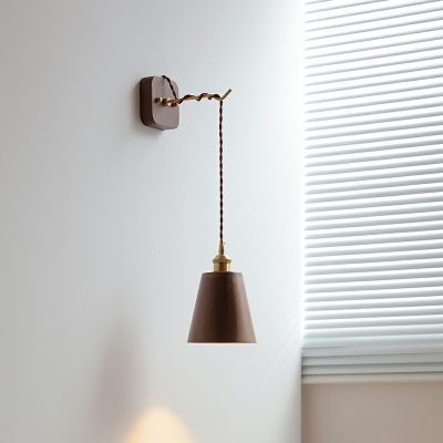 Modern Cylindrical Wall Sconce Lighting Wood Wall Mounted Light Fixture