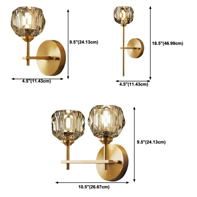 Modern Light Luxury Copper Wall Lamp Crystal Wall Sconce for Bedroom