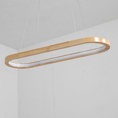 Modern Style 1 Light Elliptical Ring Hanging Chandelier Wood Pendant Light