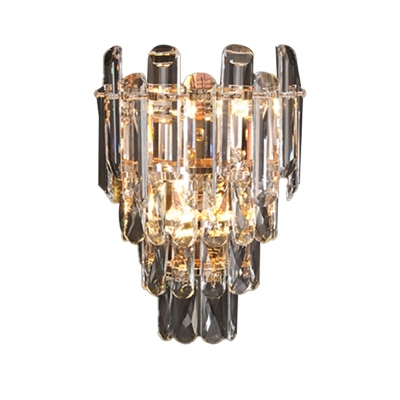 Modern Style Meandering Wall Mount Lighting Crystal 3-Lights Wall Sconce Lighting in Grey