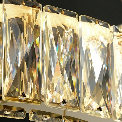 Modern Style Ring Hanging Chandelier Crystal Rectangle 1-Light Chandelier Light in Gold
