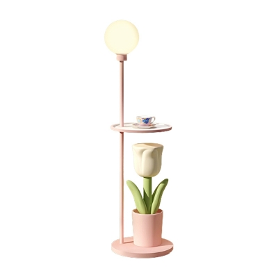 Tulip Nightstand Floor Lights with One Tray Contemporary Resin Creative Floor Lamps for Living Room Children's Room