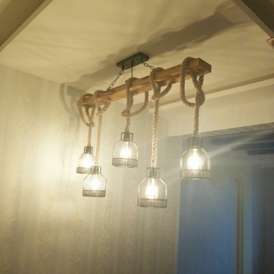 Wooden Chandelier Lighting Fixtures Coffee Bar Hanging Pendant Lights