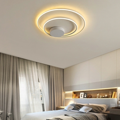 1-Light Flush Light Fixtures Minimalism Style Ring Shape Metal Ceiling Mounted Lights