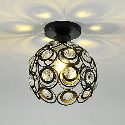 1 Light Modern Ceiling Light Globe Crystal Ceiling Fixture for Corridor