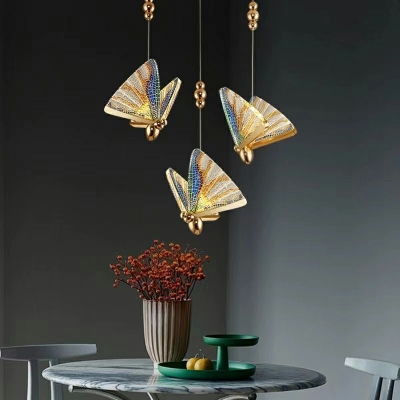 1 Light Modern Pendant Lighting Butterfly Acrylic Hanging Lamp