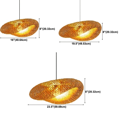 1 Light Twist Hanging Light Kit Modern Style Rattan Pendant Lights in Orange
