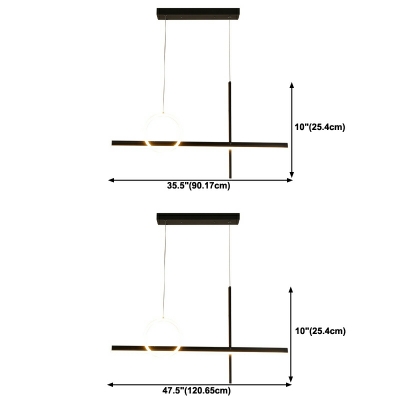 3-Light Island Lighting Contemporary Style Linear Shape Metal Ceiling Lights