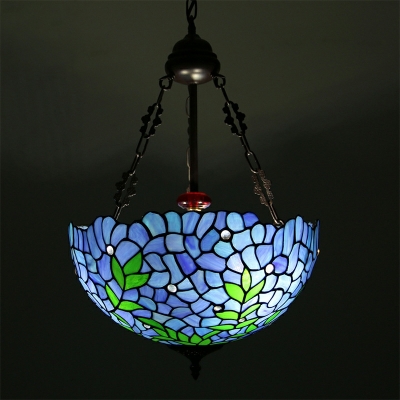 3 Lights Suspended Lighting Fixtures Multicolored Stained Glass Suspension Pendants