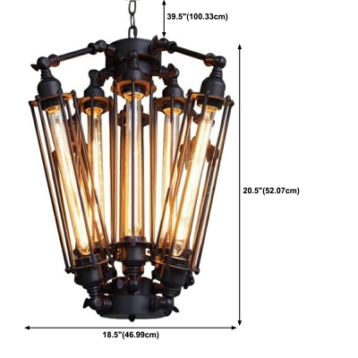 8 Lights Industrial Pendant Lighting Metal Rust Chandelier Lighting Fixtures