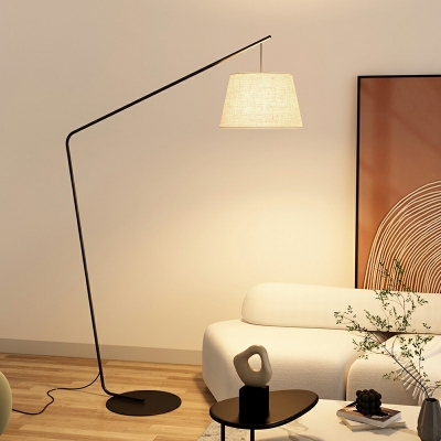 Beige Drum Floor Lamps Modern Style Fabric 1 Light Night Lamps