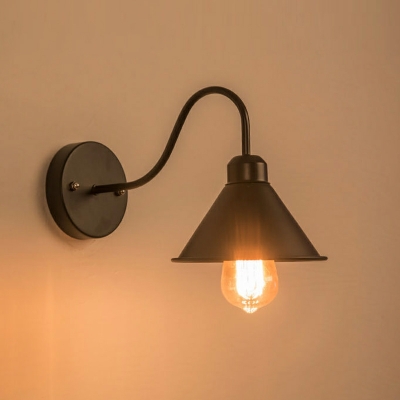 Black Sconce Light Fixture Single Bulb Industrial Style Wall Mounted Lighting