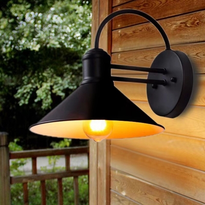 Industrial Outdoor Wall Lamp 1 Light Cone Metal Wall Light