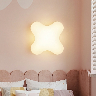 Minimalist Wall Sconce LED Wall Mounted Light Fixture in White for Kid's Bedroom