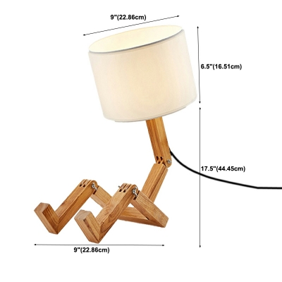 Modern Style Wooden Table Lamp 1 Light Cloth Shade Table Lamp for Bedroom