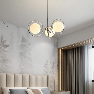 Sputnik Chandelier Lamp White Glass Chandelier Light for Living Room