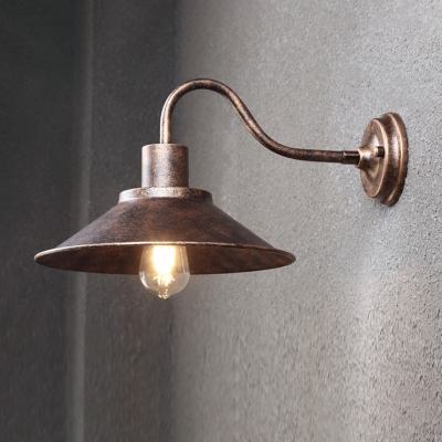 Vintage Outdoor Wall Lamp 1 Light Metal Cone Shade Wall Light