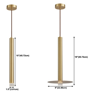 1-Light Hanging Lights Minimalism Style Tube Shape Metal Suspension Pendant