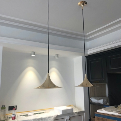 1 Light Pendant Lighting Metal Trumpet Shaped Hanging Lamp for Dining Room