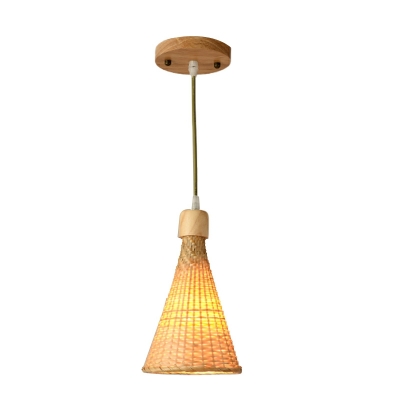 1 Light Pendant Lighting Rattan Weaving Hanging Lamp for Dining Room