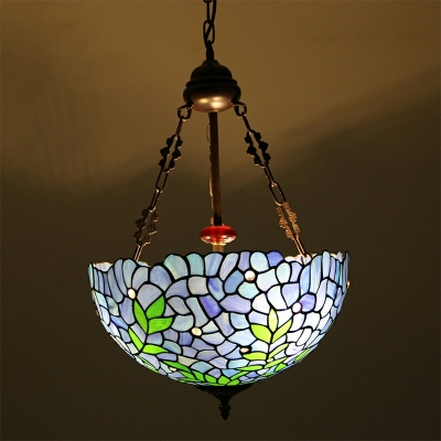 3 Lights Suspended Lighting Fixtures Multicolored Stained Glass Suspension Pendants