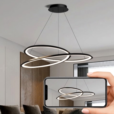 Aluminum Black Hanging Pendant Light Silicone Lampshade Chandelier Lighting Fixture