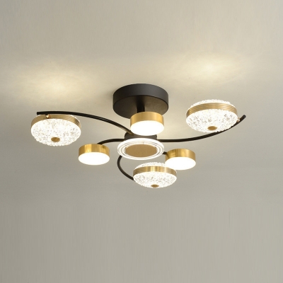 Black-Gold Flush Mount Lighting Fixtures with Acrylic Shade LED Flush Ceiling Lights